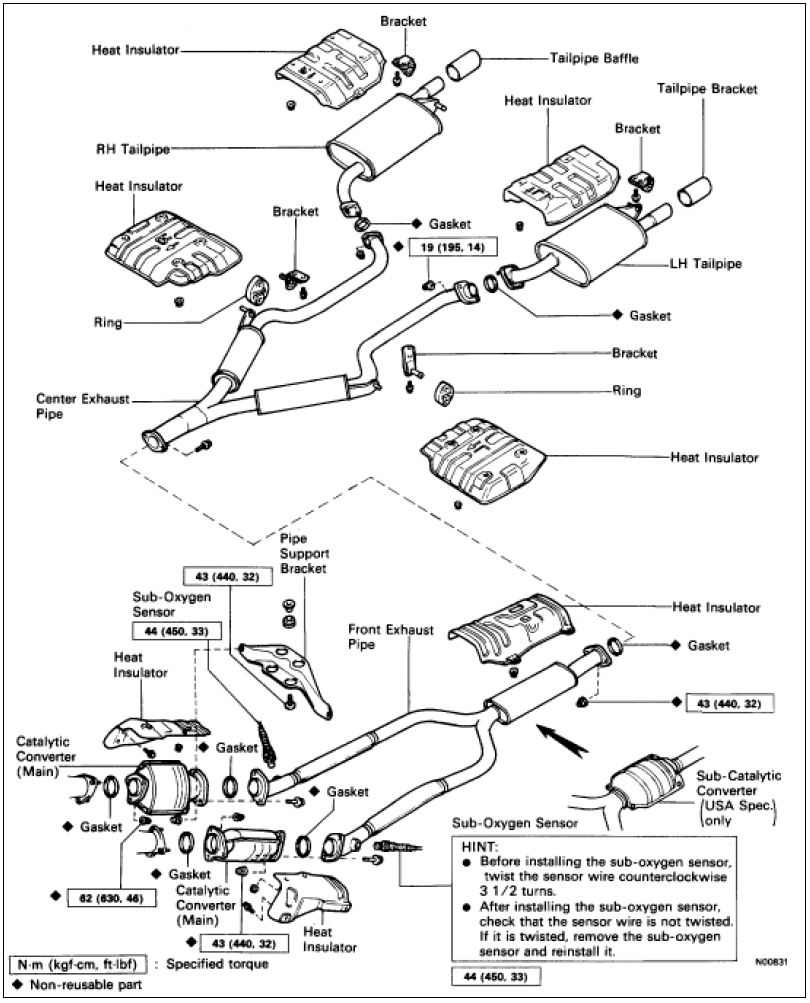 2001 toyota camry exhaust system diagram